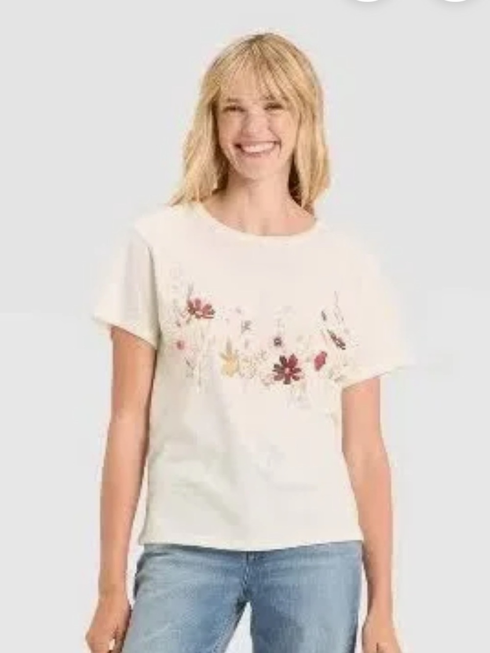Zoe + Liv Ivory Crewneck Floral Tee